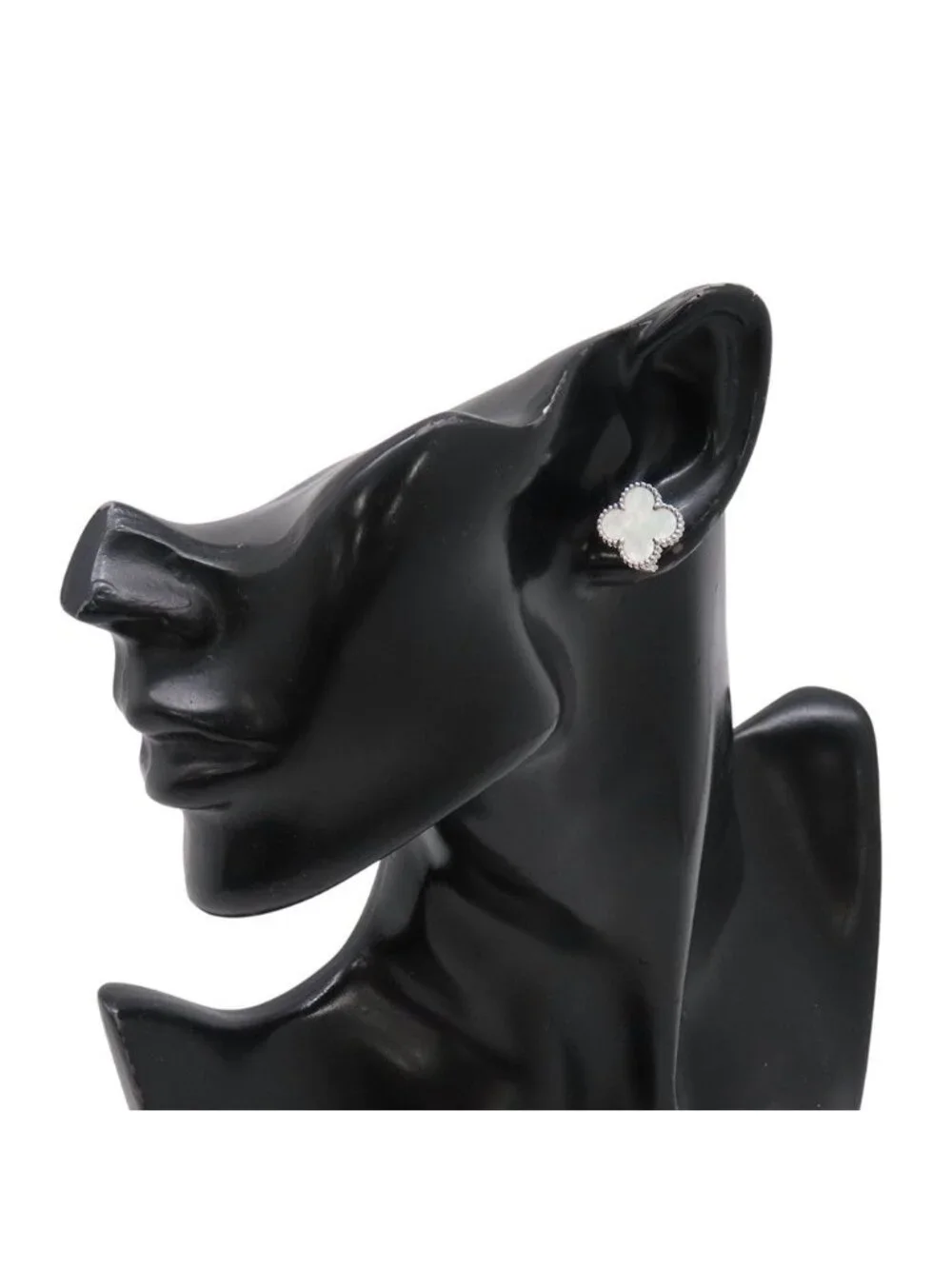 Van Cleef & Arpels Earrings Vintage Alhambra Mother of Pearl 18k White Gold